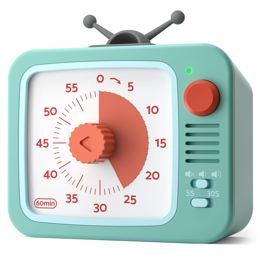 LIORQUE Visueller Timer Kinder mit Pausenfunktion 60 Min. Countdown Timer Weiss+grün, Weiss+grün