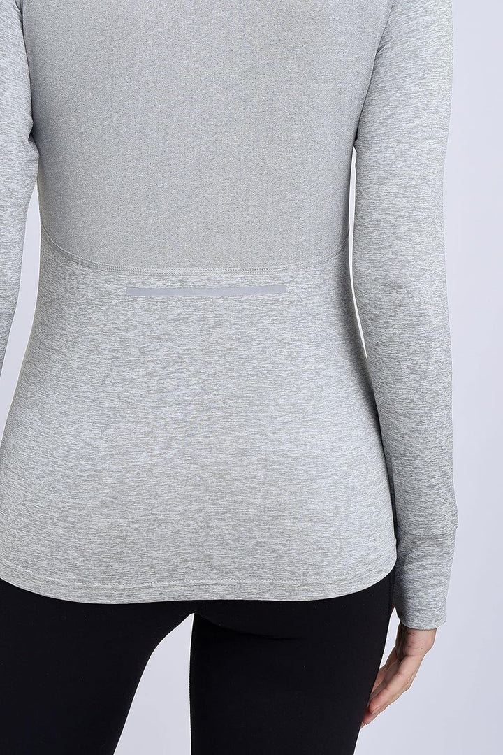 TCA Damen Winter Running Langarm Laufshirt mit Brustreissverschluss M Grau, M Grau