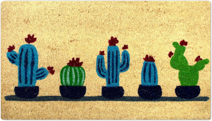 Fussmatte Kokos - Kaktus - 40x70 cm - Fussmatte Aussen und Innen - Fussmatten Haustür - Türmatte Aus