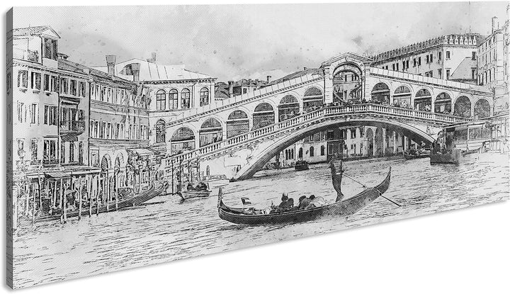 Venedig und seine traumhaften Gondelfahrten Panorama 120x60 cm Effekt: Schwarz/Weiss als Leinwandbil