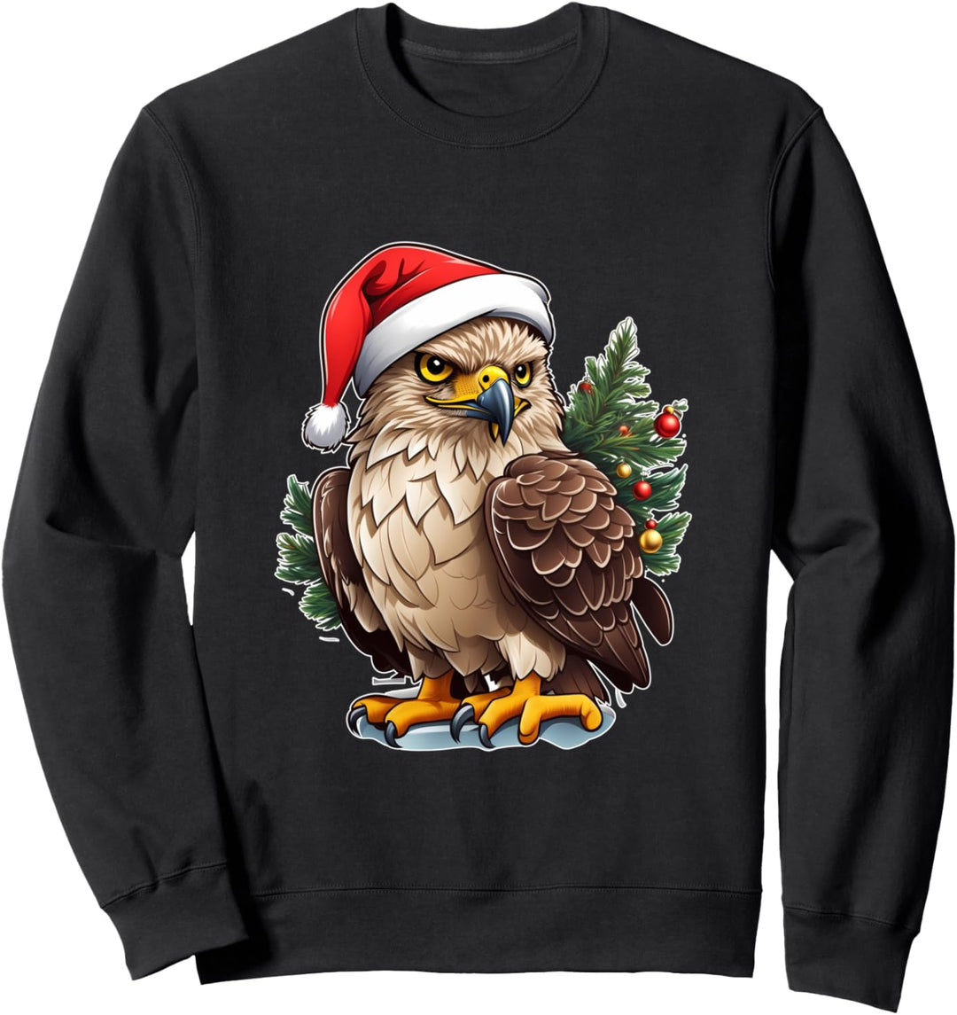 Ästhetische Weihnachten Hawk Santa Hut Weihnachtsbaum Custom Sweatshirt