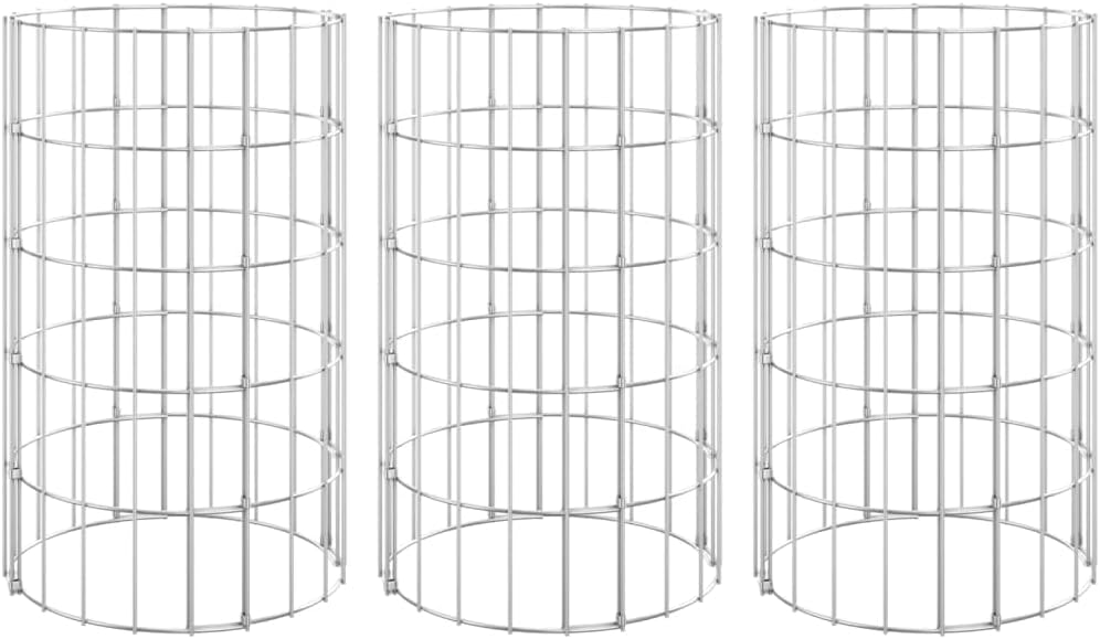 WIFESE Gabionen Hochbeet Rund 3 Stück 30x50 cm Steinkorb Gabione Gabionenkorb Gabionenwand Gabionens
