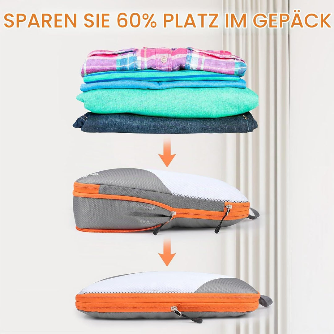 AiQInu Packing Cubes Compression, 5 Stück Packtaschen Kompression Koffer Organizer Set mit Wäschebeu