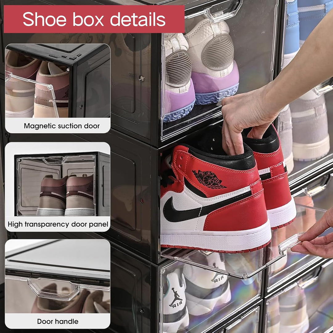 Schuhboxen Organizer-Transparent Schuhaufbewahrung für Sneakers und Turnschuhe,Schuhboxen Stapelbar,