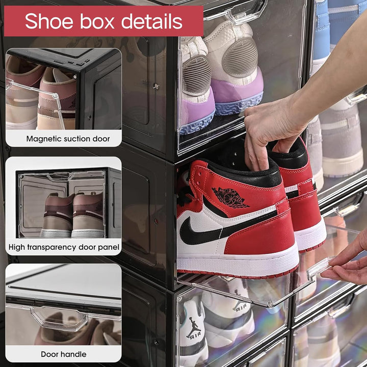 Schuhboxen Organizer-Transparent Schuhaufbewahrung für Sneakers und Turnschuhe,Schuhboxen Stapelbar,