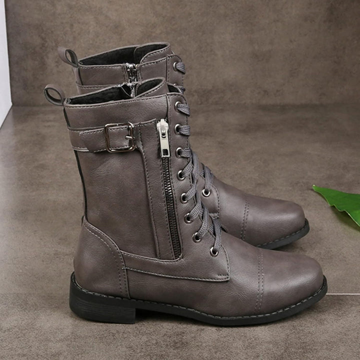 Schuhe Stiefel Ferse Stiefel Reissverschluss Motorrad Seitenstiefel Ritter Chunky Booties Stiefel fü