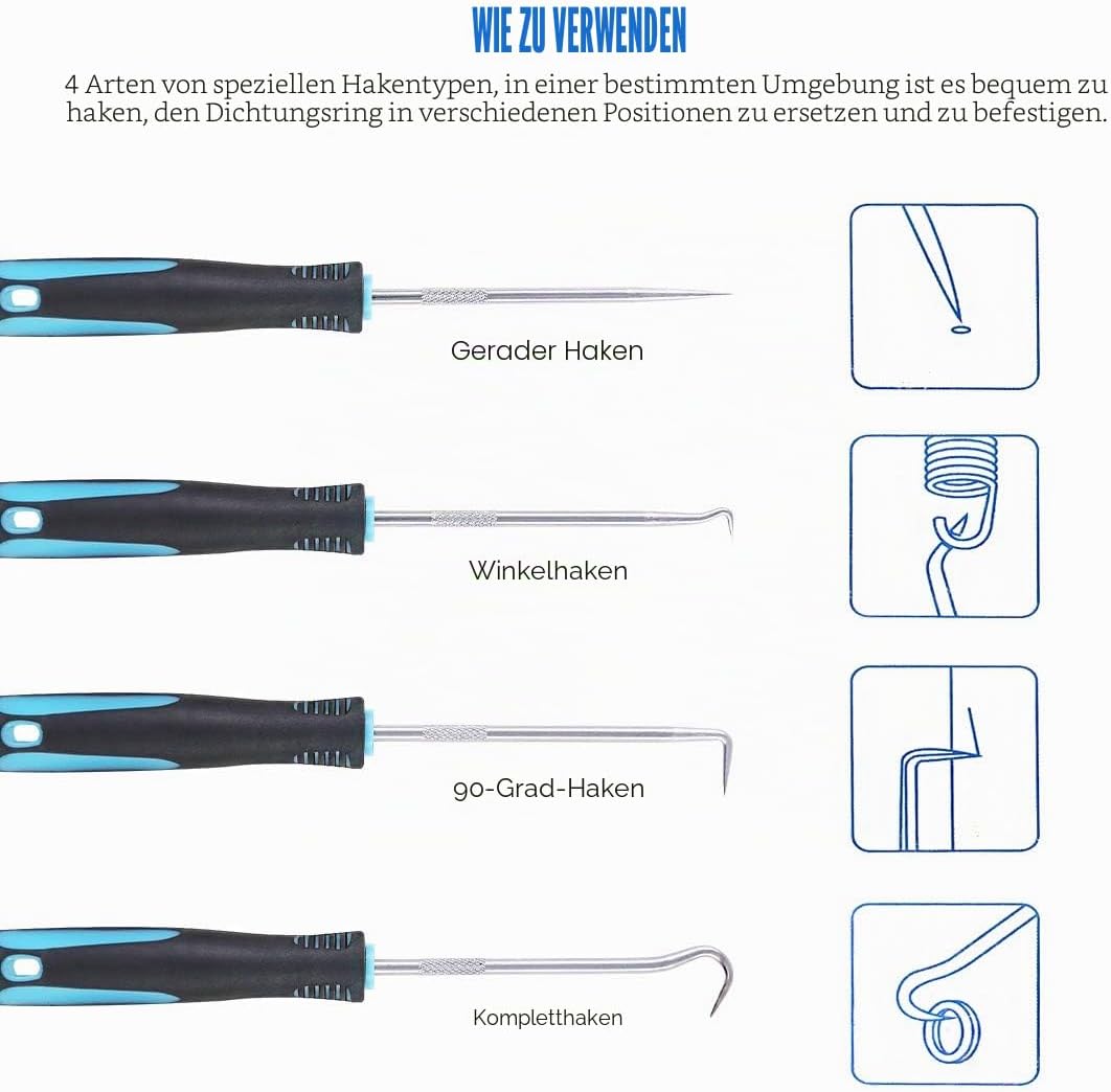 Glarks Sicherungsringzange, 17,8 cm, 17,8 cm, mit 4 Präzisionshaken, Set für Ringentferner, zum Halt