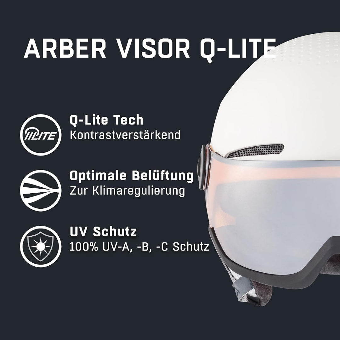 ALPINA ARBER VISOR Q-LITE - Hochwertiger & Leichter Skihelm Mit Kontrastverstärkendem Visier Für Erw