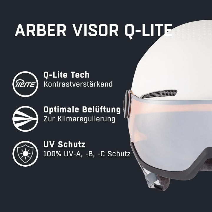 ALPINA ARBER VISOR Q-LITE - Hochwertiger & Leichter Skihelm Mit Kontrastverstärkendem Visier Für Erw