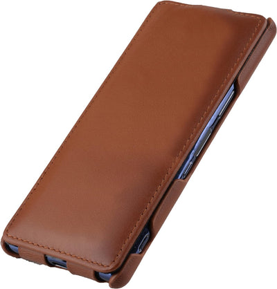 STILGUT UltraSlim kompatibel mit Sony Xperia 5 II Hülle aus Leder - Xperia 5 II Flip Case, Klapphüll