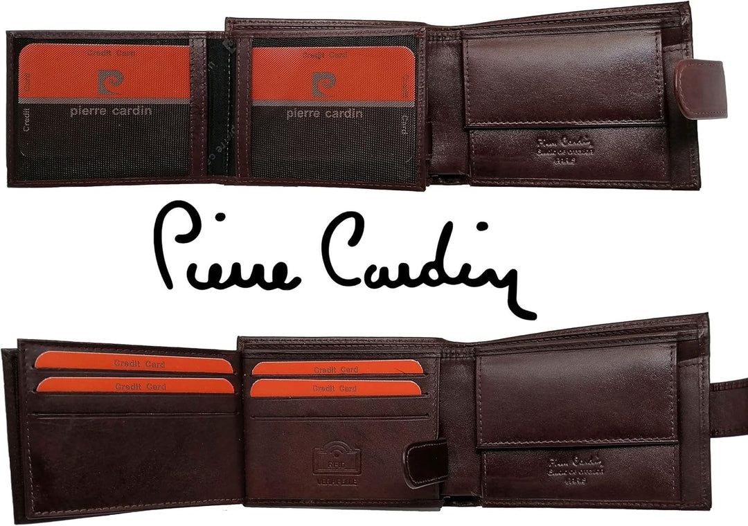 Pierre Cardin Geldbörse für Herren, echtes Leder, Slim, Herren, kleines dünnes Rfid, Geschenk, Brief