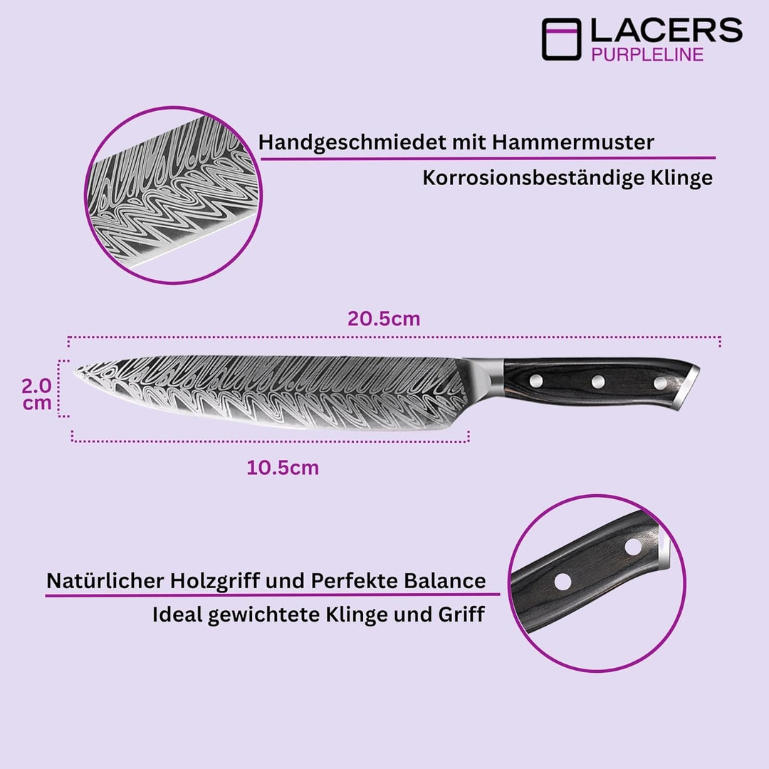 Lacers PurpleLine 3er Set Schälmesser 3.5 Zoll – Profi Küchenmesser mit scharfer 7Cr17 Edelstahl Kli