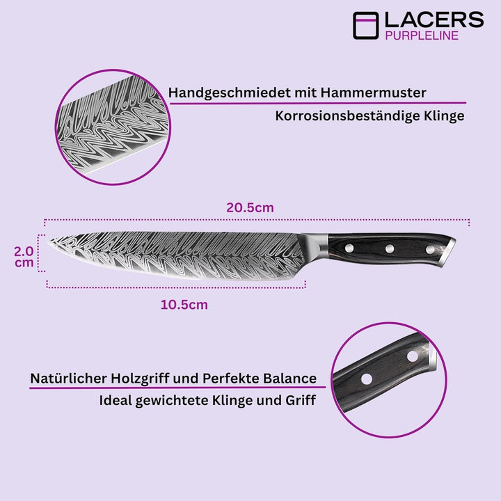 Lacers PurpleLine 3er Set Schälmesser 3.5 Zoll – Profi Küchenmesser mit scharfer 7Cr17 Edelstahl Kli