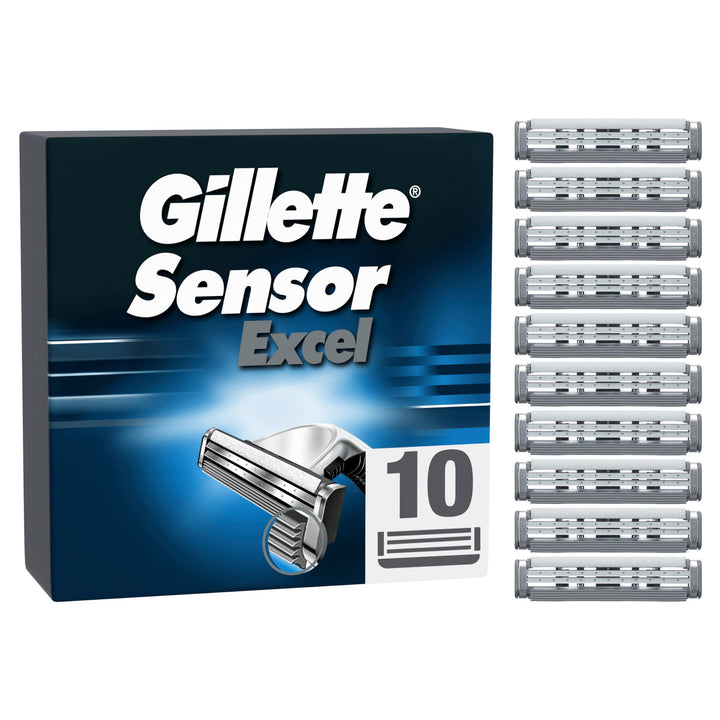 Gillette Sensor Excel Rasierklingen für Rasierer, 10 Ersatzklingen für Nassrasierer Herren mit Doppe