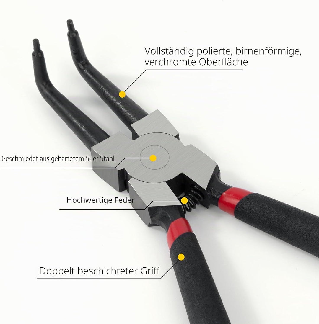 Sprengringzangen Set, 4 Stück 180mm Sicherungsringzange Interne und Externe, Kieferautomotive Werkze