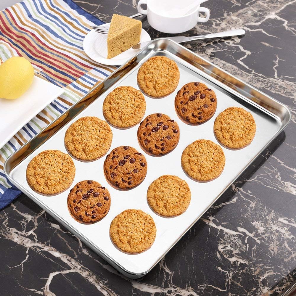 Wildone Baking Sheet Set of 2, Edelstahl Ofenblech Kuchenblech, Grösse 40.6 x 30.5 x 2.5 CM, Ungifti