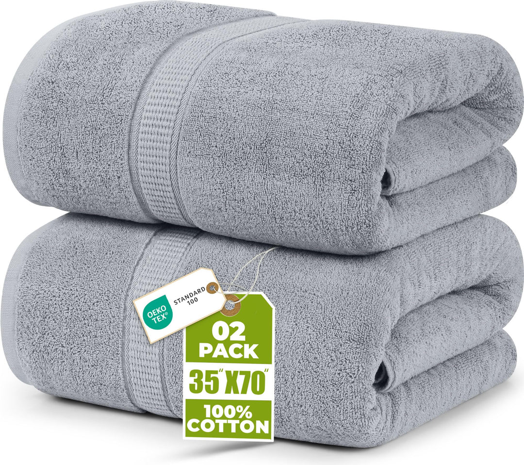 Utopia Towels - 2er Badetücher Gross aus Baumwolle mit Aufhänger, Saunatücher,Badehandtücher Gross,