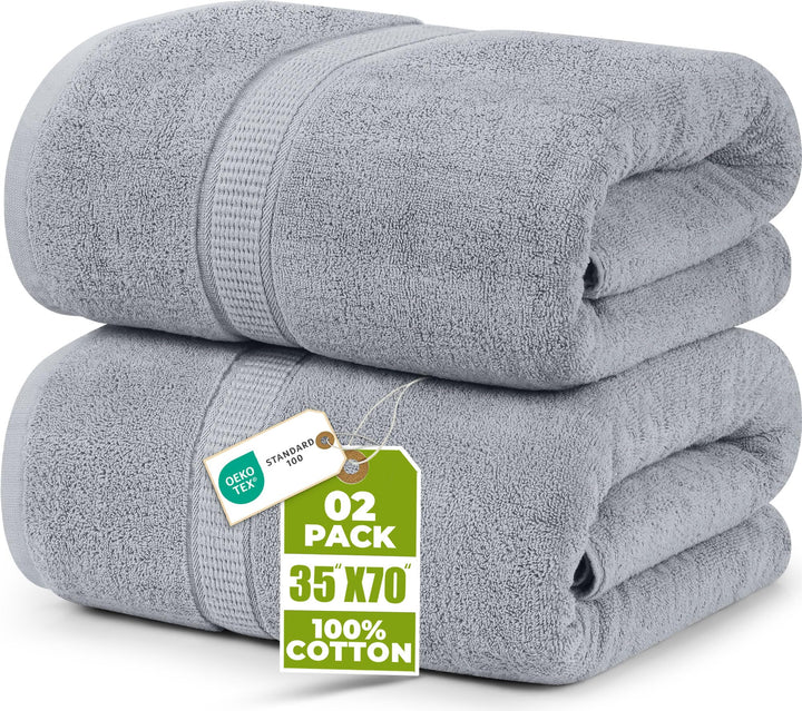 Utopia Towels - 2er Badetücher Gross aus Baumwolle mit Aufhänger, Saunatücher,Badehandtücher Gross,