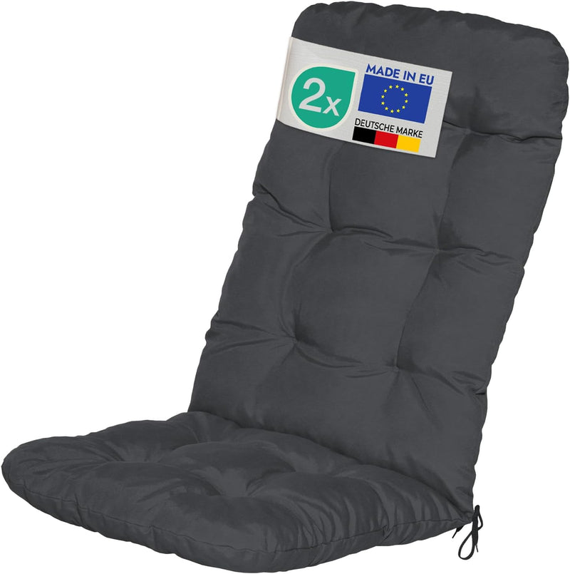 Beautissu 2er Set Hochlehner Auflagen 120x50x8cm - Sitzpolster Set für Gartenstühle Outdoor Stuhlkis