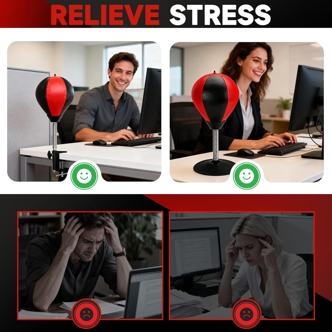 Boxsack Tisch Punchingball Boxen mit Saugnapf und Tischklemme, Anti Stress Boxbirne fürs Büro & Zuha
