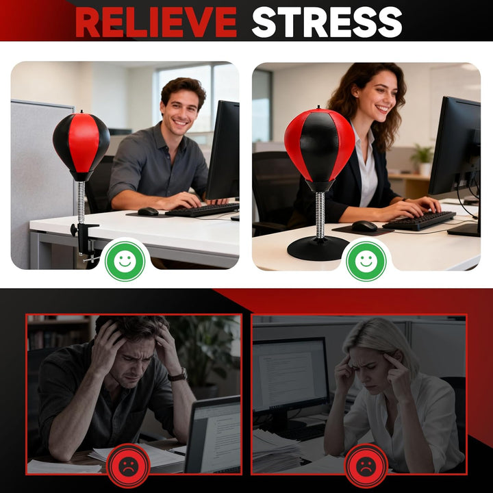 Boxsack Tisch Punchingball Boxen mit Saugnapf und Tischklemme, Anti Stress Boxbirne fürs Büro & Zuha
