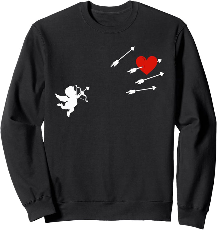 Lustige Amor Herz Valentinstag Engel Bogen und Pfeil Sweatshirt