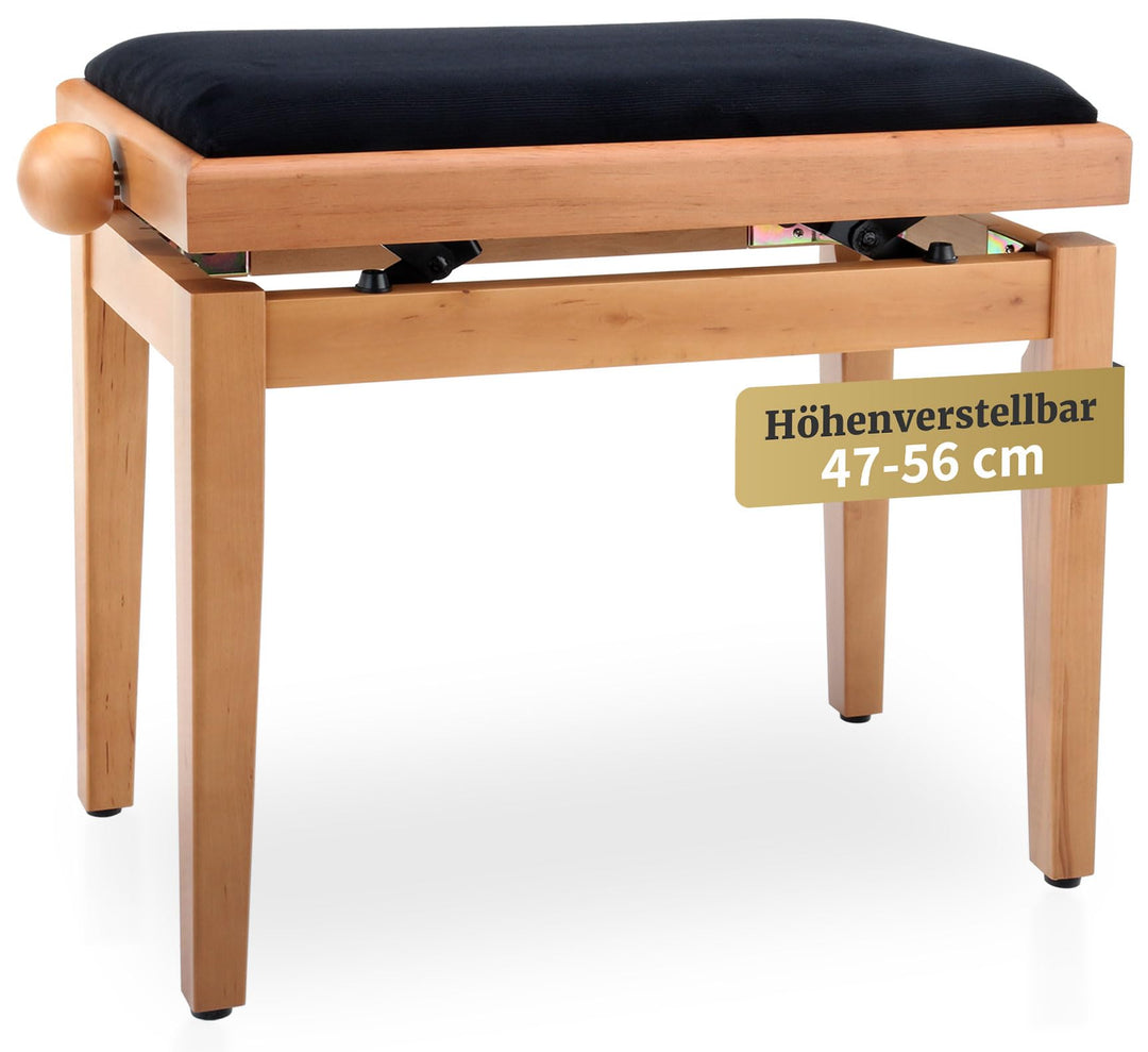 Classic Cantabile Pianobank Kirsche-matt (Höhenverstellbar von 47-56cm, Spindelmechanik, Sitzfläche