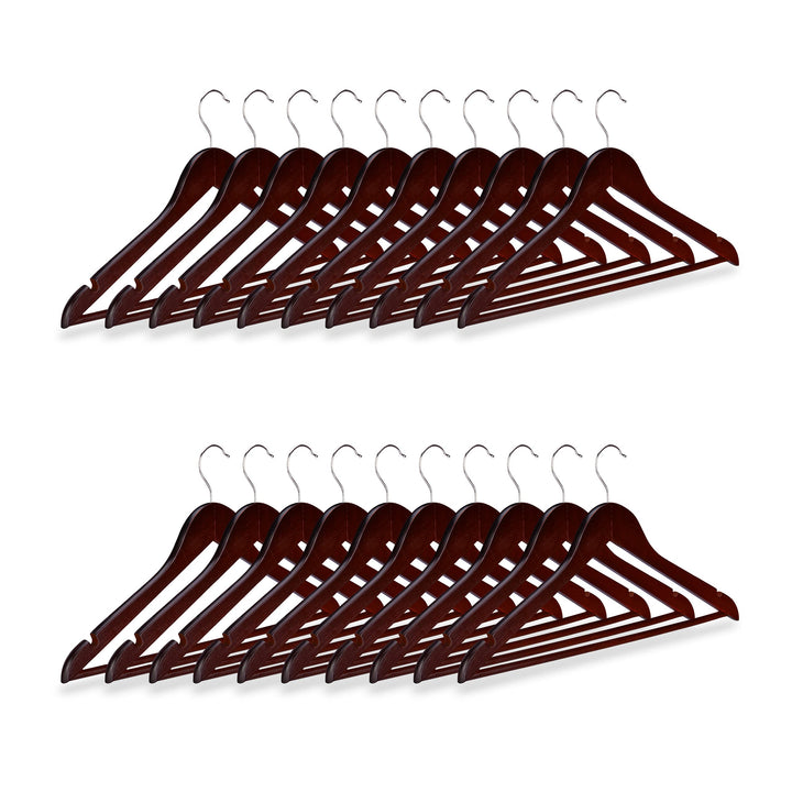 Relaxdays 40 x Kleiderbügel Holz, Garderobenbügel, Hemden & Hosen, 360° drehbar, klassisch, Bügel Hx