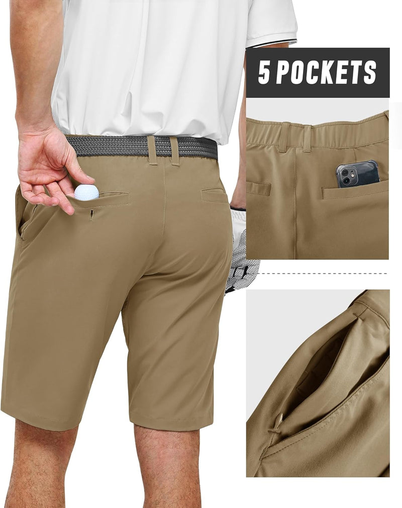 33,000ft Herren Golf Shorts Stretch Kurze Golfhosen Leichte Schnelltrocknende 11" Bermuda Shorts Kur