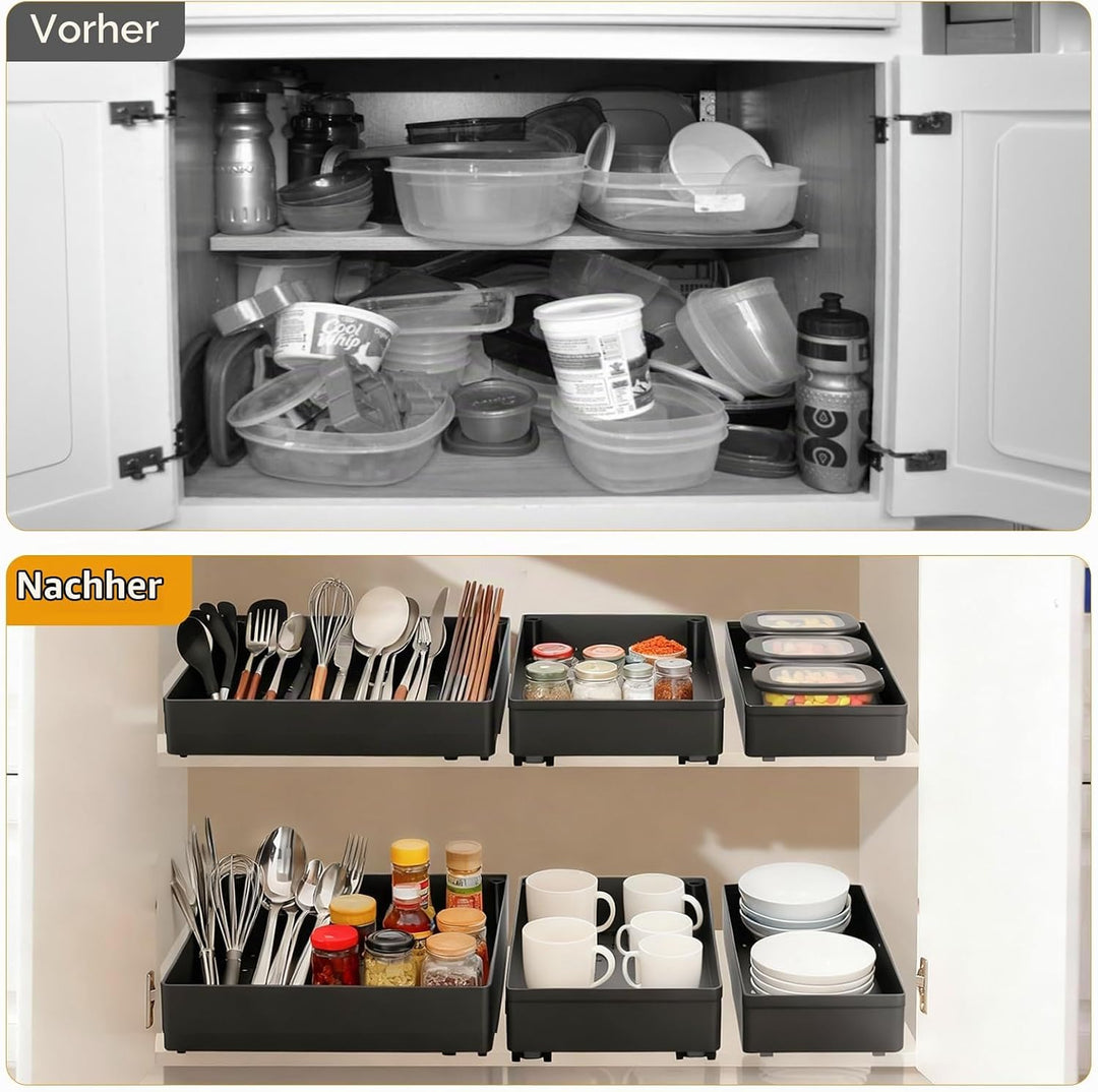 Cozary Teleskopschublade Organizer mit Dämpfungssystem – 3 Grössen (13/18/27x40x7 cm), Ausziehbares