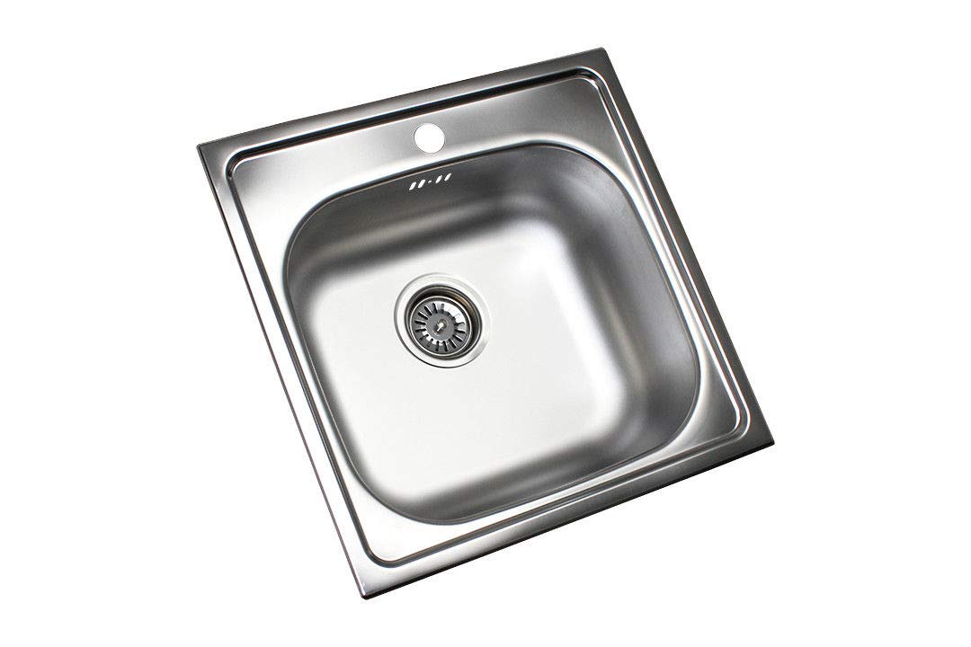 Edelstahleinbauspüle 50 x 50 cm mit vorgestanztem Hahnloch Ø 35mm Design Einbauspüle Edelstahlspüle
