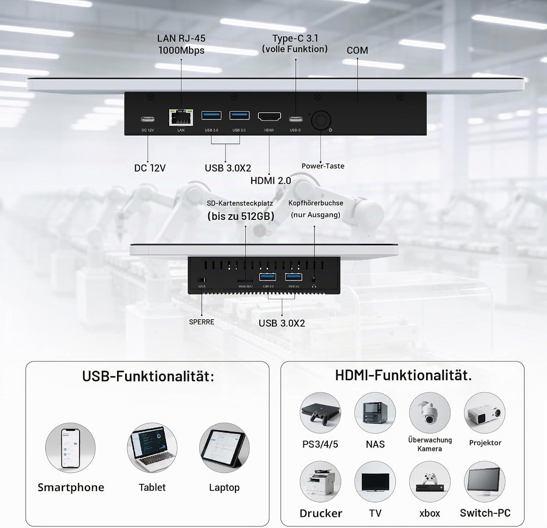 Tablet Panel Computer All in One 13,3 Zoll-HEIGAOLAPC Industrie Touch Panel PC Win11, N5100, Embedde