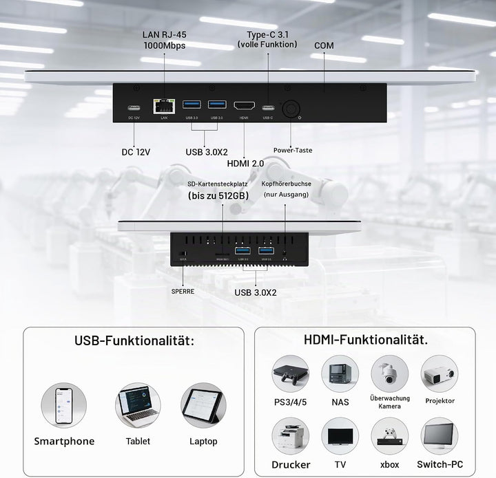 Tablet Panel Computer All in One 13,3 Zoll-HEIGAOLAPC Industrie Touch Panel PC Win11, N5100, Embedde