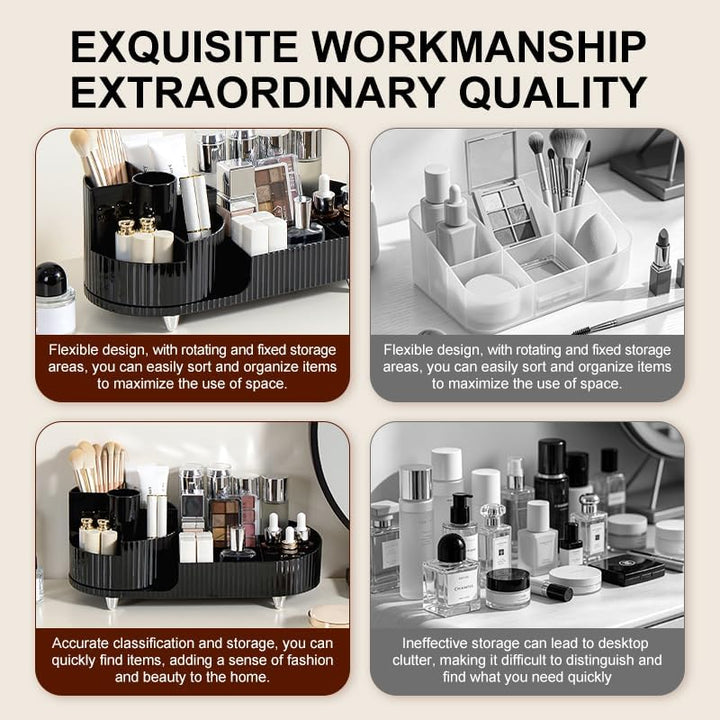 Make up Organizer 360° Drehbar, Grosser Bad Kosmetik Organizer mit Aufbewahrungsbox für Schminktisch
