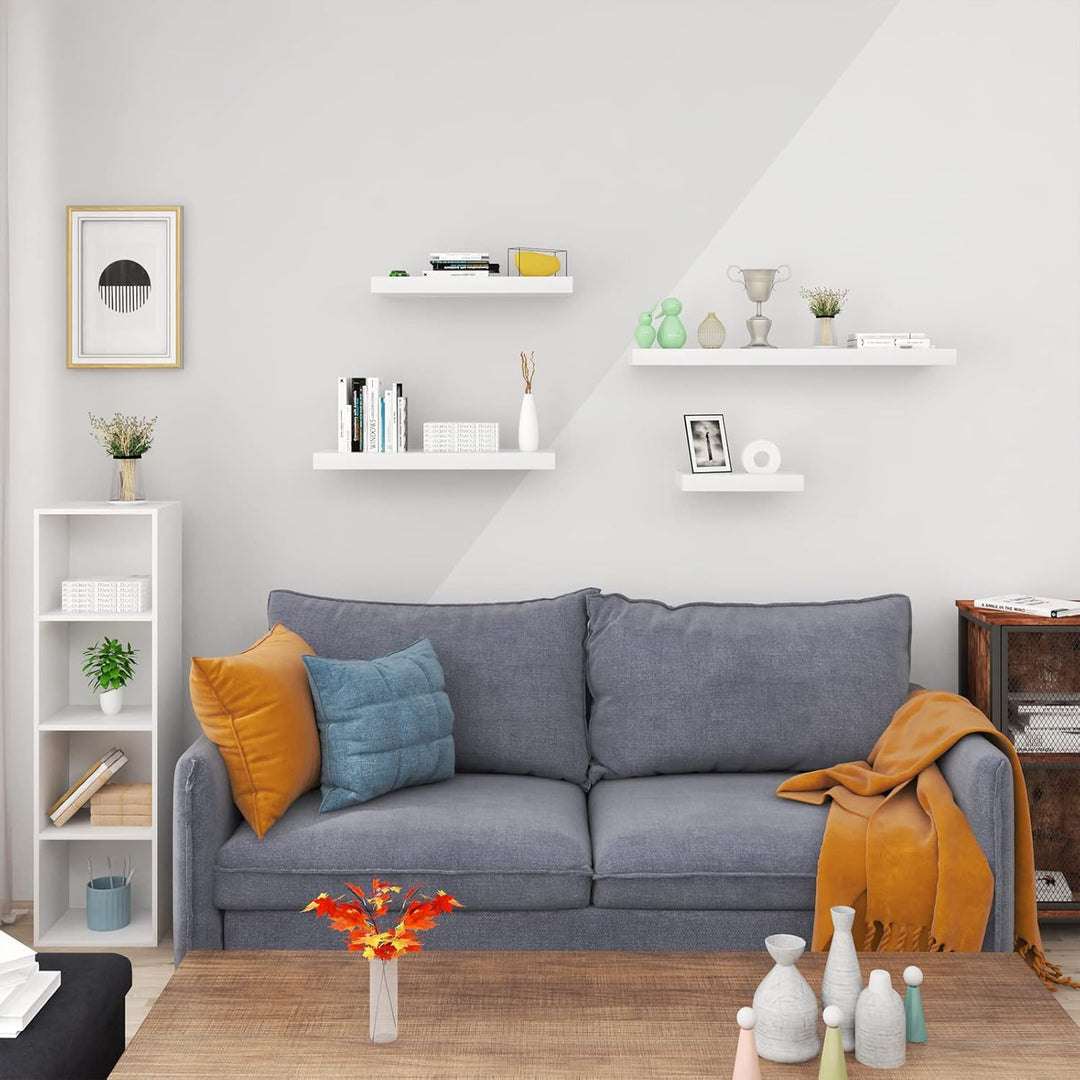 WOLTU Wandregal Hochglanz Weiss Set von 3 Regalen Wandboard freischwebend Schweberegal CD DVD Regal