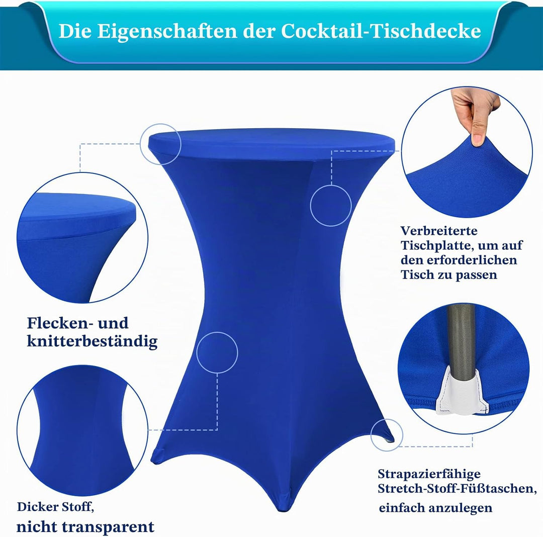 3er-Set Stretch Stehtisch Husse für Bistrotisch Ø 80-85 cm Elegante,Verstärkung im Fussbereich,40°C