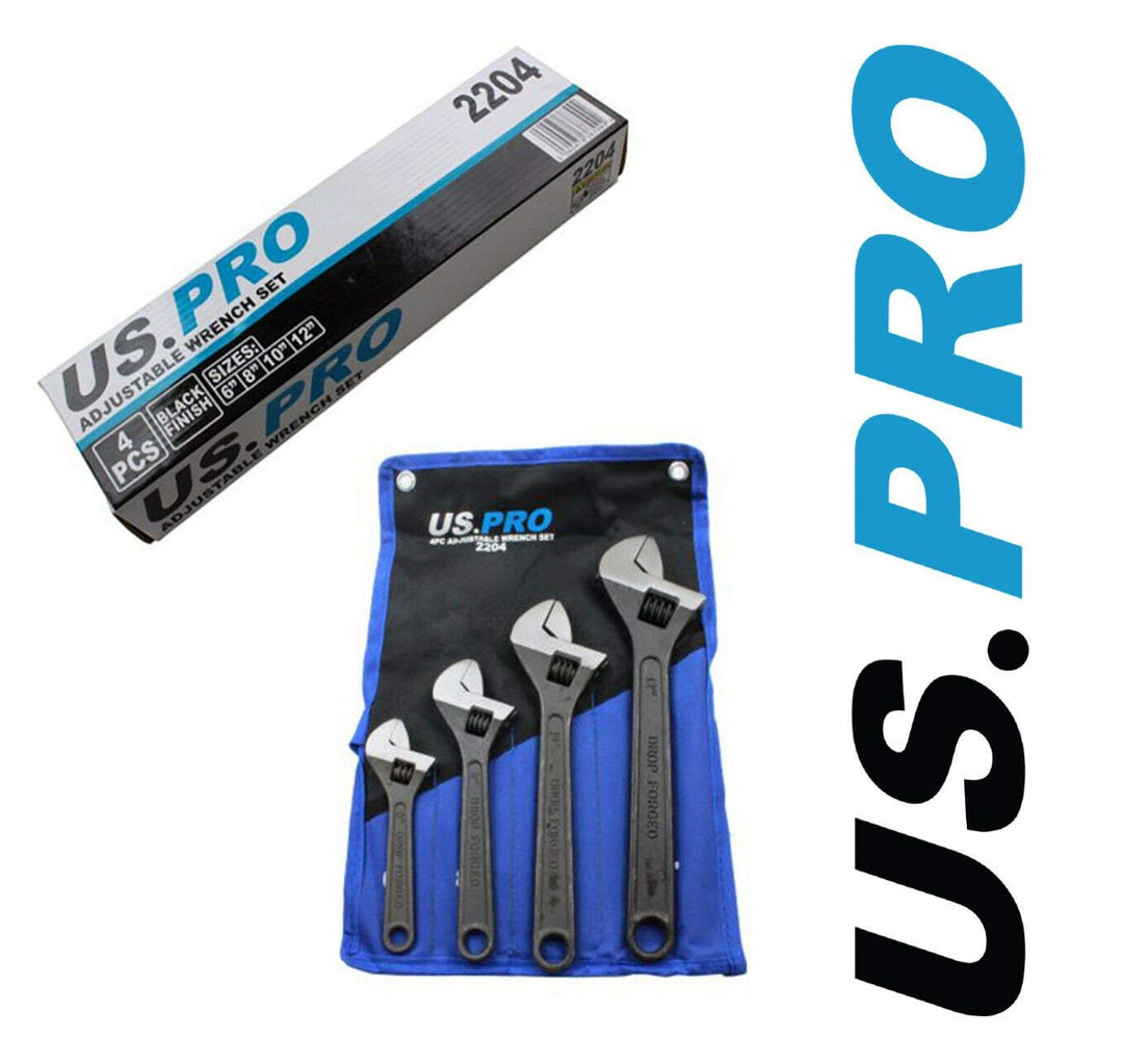 US PRO 2204 Verstellbarer Schraubenschlüssel/Umschaltschlüssel, Schwarz, 4-teilig