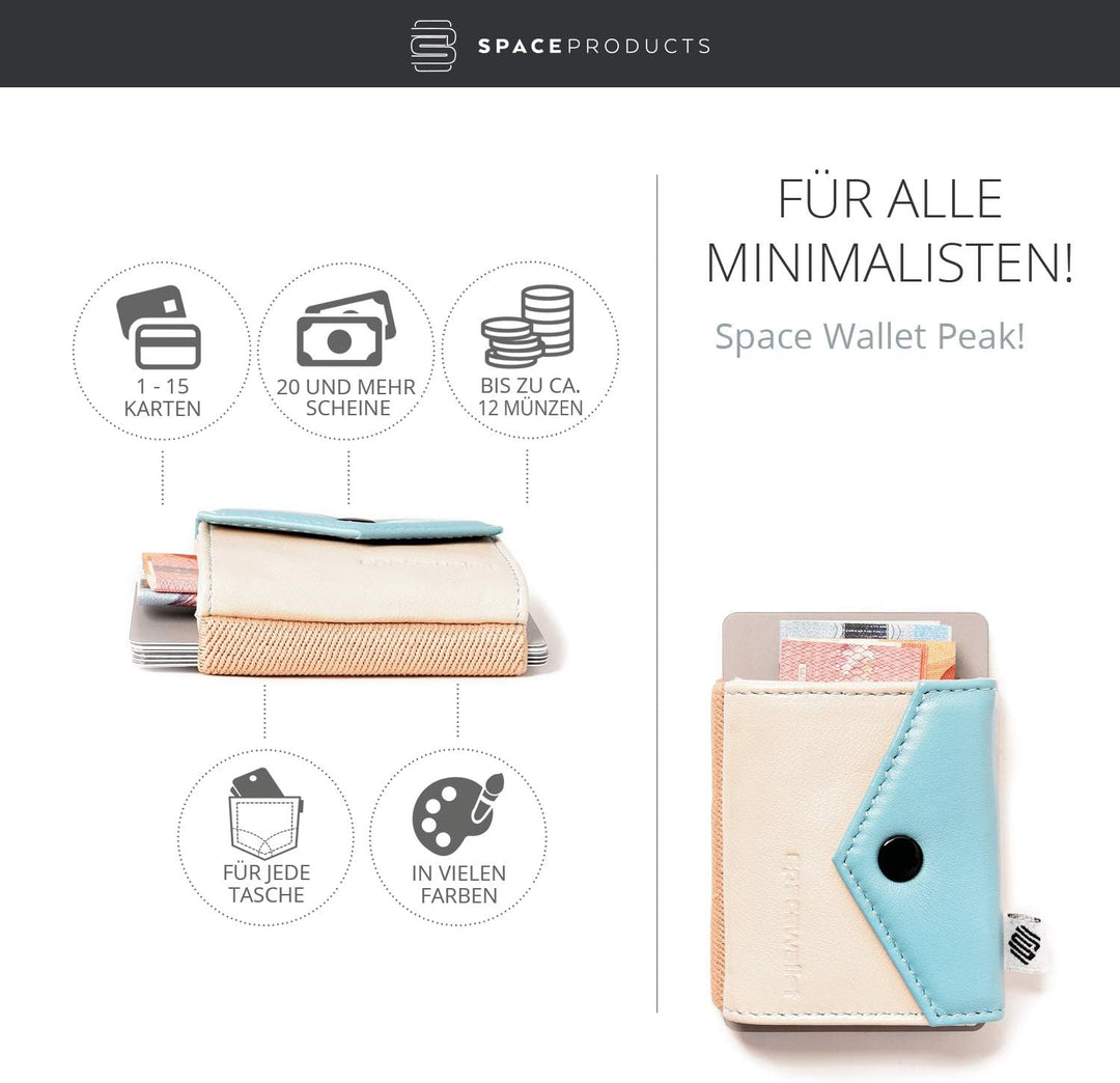 Geldbörse Damen klein mit Münzfach aus Echt-Leder I Slim Wallet Portemonnaie I 15 Karten + Geldschei