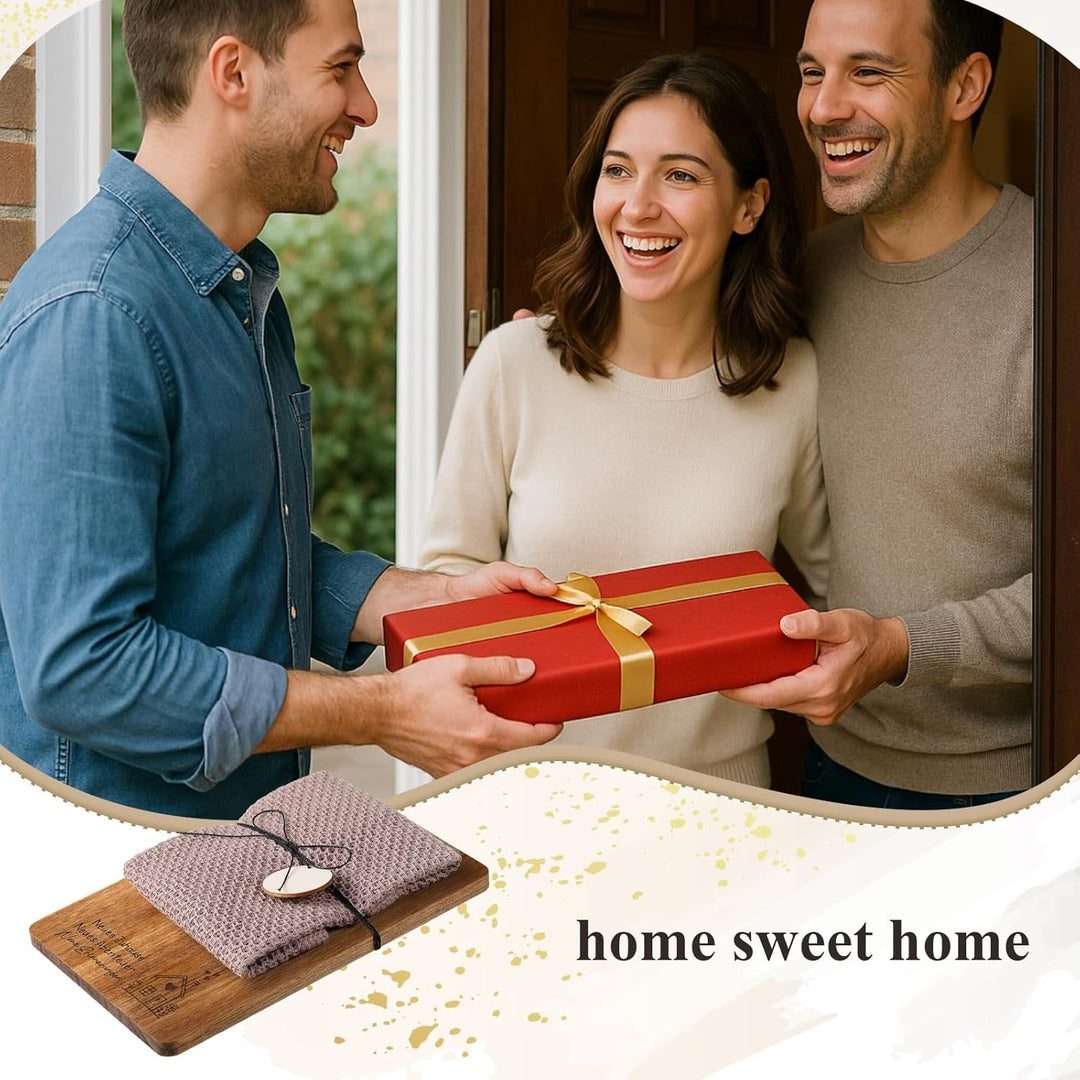 Xuniea Einweihungsgeschenk 23 x 15 cm Holz Frühstücksbrett Baumwolle Küchentuch Neues Zuhause Gesche
