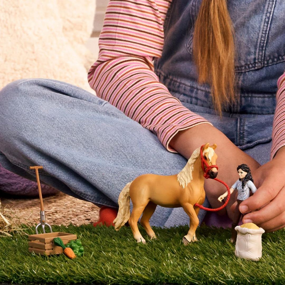 schleich Horse Club | Emily's Pflege Set 42797 | Pferde Spielset mit Pferd, beweglicher Emily Figur