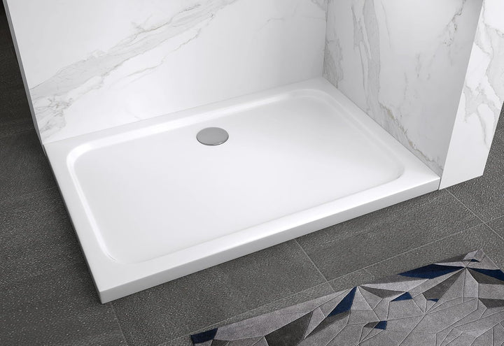 Shimmer Duschwanne 70x130 cm, extra flache Duschtasse aus Sanitäracryl, rutschhemmende Oberfläche, r