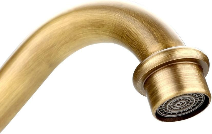 Antiker Messing Wasserhahn, Einloch-Mischbatterie mit Einem Griff, Gelbbronze, 30x23cm, für Küche un