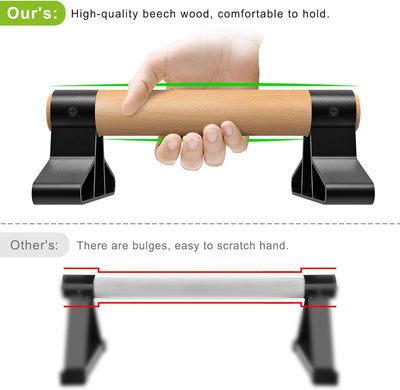 SELEWARE Liegestützgriffe mit ergonomischem Holz Griff und hochbelastbarem Stahl - Rutschfeste Push-