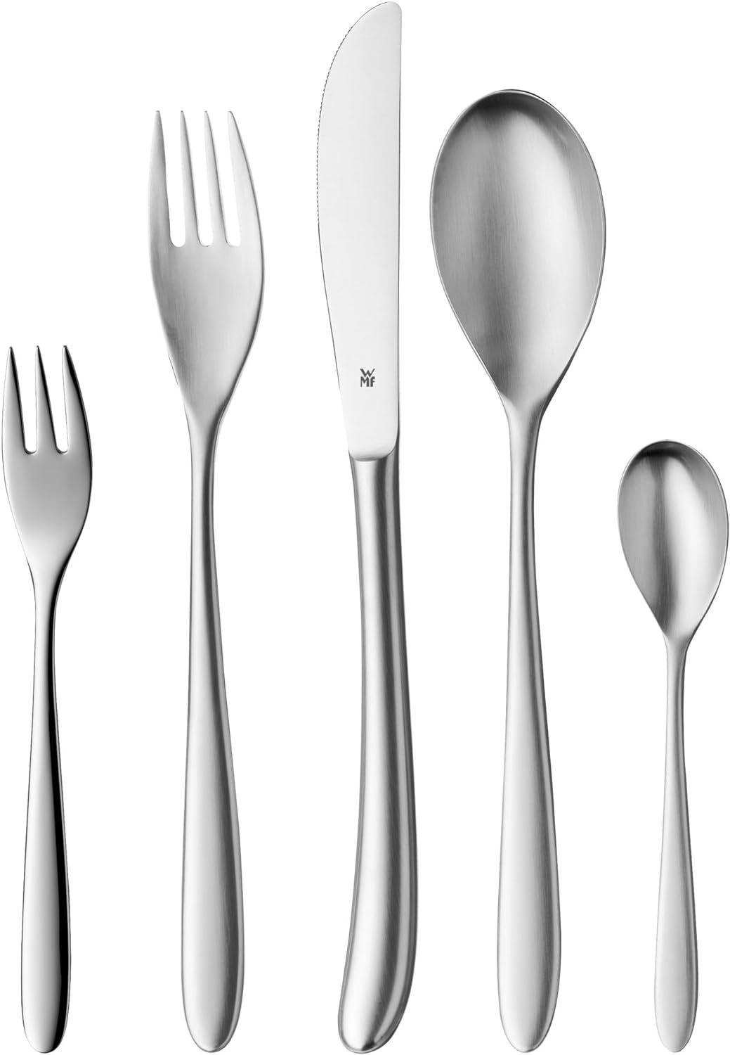 WMF Silk Edelstahl Besteck Set 6 Personen, Essbesteck Set 30 teilig, Monobloc-Messer, Cromargan Edel