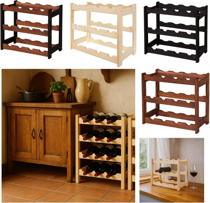 Weinregal Holz 12 Flaschen Braun 44x38x25 cm Wine Rack Regal Flaschenregal Weinflaschenregal Getränk