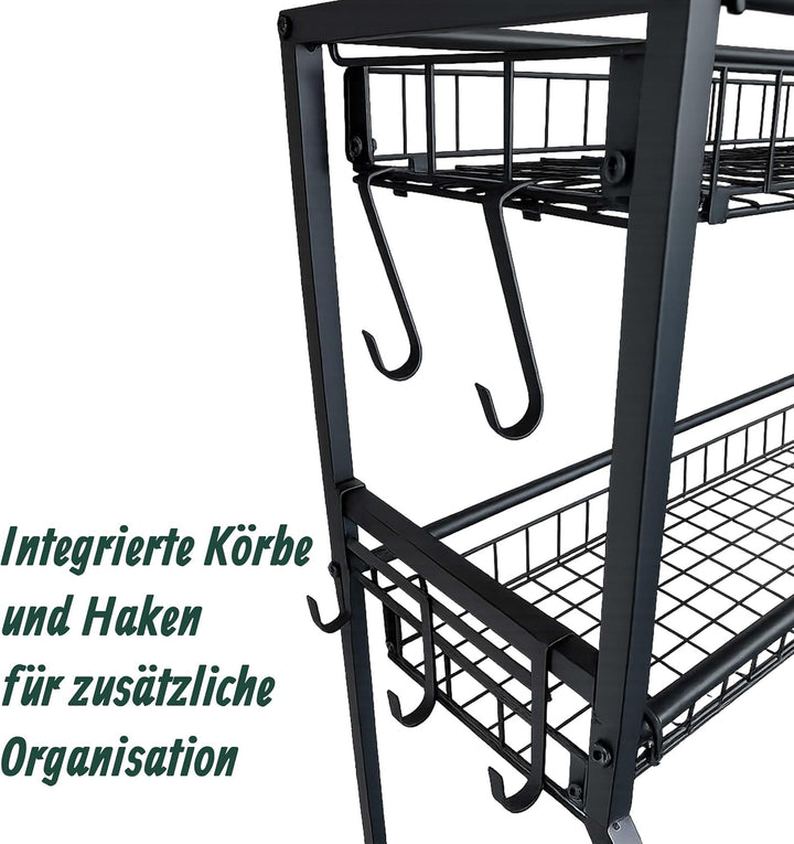 Relaxdays Sportgeräte Aufbewahrung, HBT: 116 x 91,5 x 43 cm, 4 Rollen, mit Bremse, Metall, Ballwagen