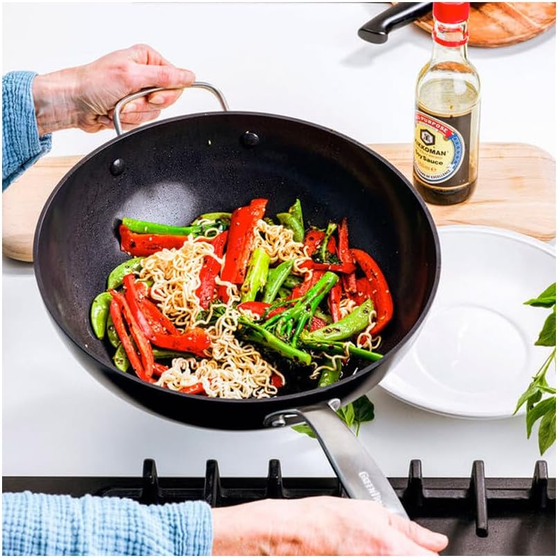 Greenpan aluminium wok pfanne 30cm schwarz cc003111-001