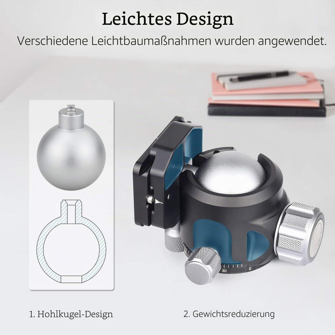INNOREL N52 Kugelkopf Stativköpfe Tripod Head Niedrige Profile Kugelkopf 360 Grad Drehbarer Durchmes