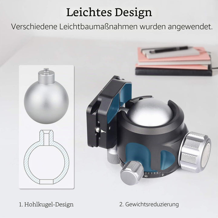 INNOREL N52 Kugelkopf Stativköpfe Tripod Head Niedrige Profile Kugelkopf 360 Grad Drehbarer Durchmes