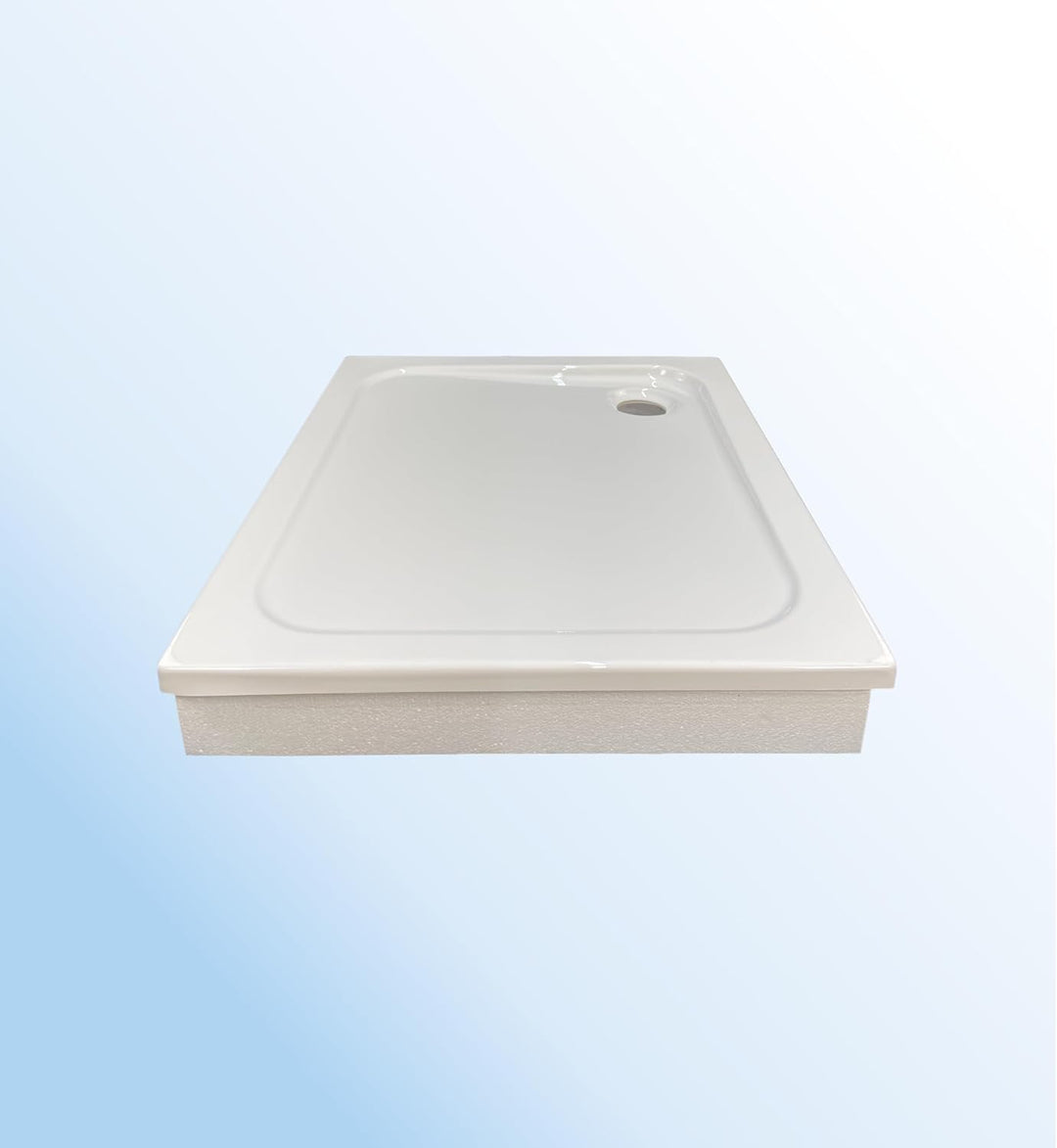 KOMPLETT-PAKET: Duschwanne 90 x 75 cm superflach 2,5 cm weiss Dusche mit GERADER UNTERSEITE Acryl +